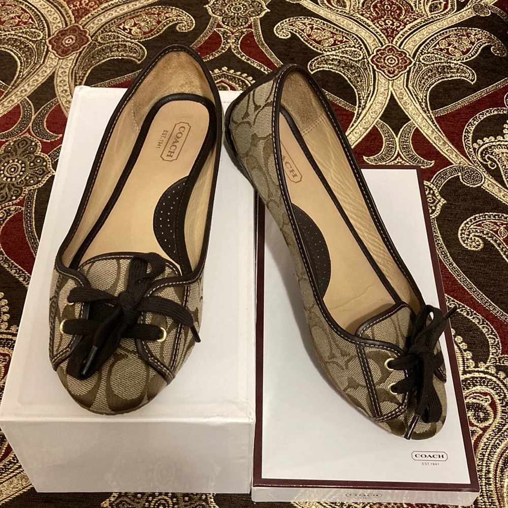 Coach Brown Logo Flats - Like New!